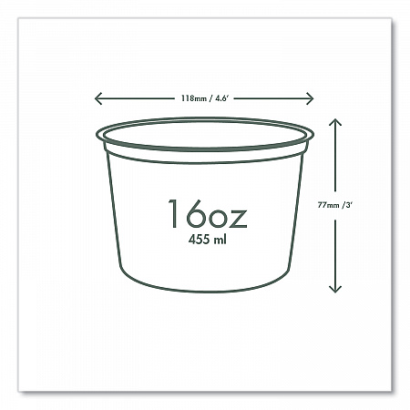 Round Deli Pots, Compostable, 16 oz, 4.6 Diameter x 3