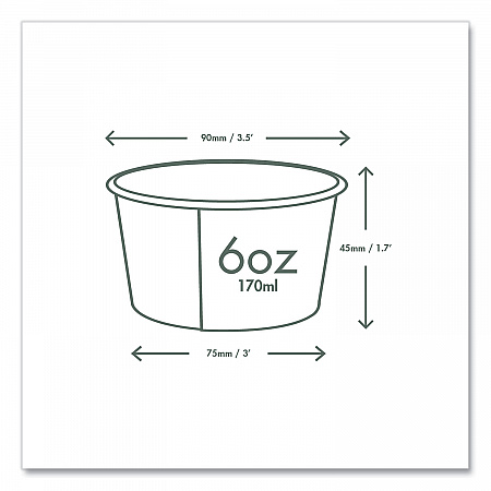 Soup Containers, Compostable, 6 oz, 3.5