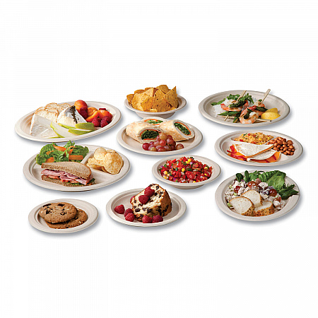 Nourish Molded Fiber Tableware, Compostable, Platter, Sugarcane, 8 x 10, White, 500/Carton (VWP009NFA)
