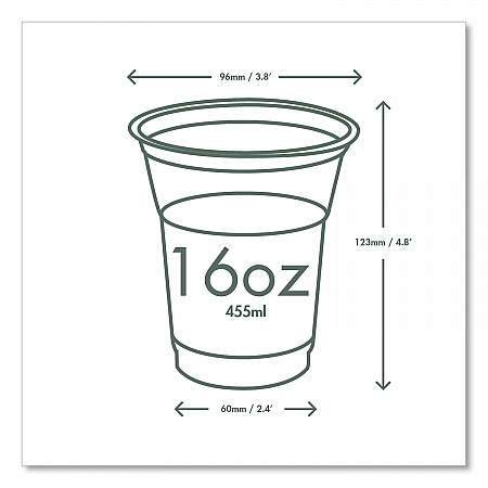 96-Series Cold Cup, 16 oz, Plastic, Clear/Green, 1,000/Carton (R500YG)