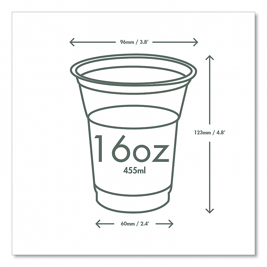 96-Series Cold Cup, 16 oz, Plastic, Clear/Green, 1,000/Carton (R500YG)