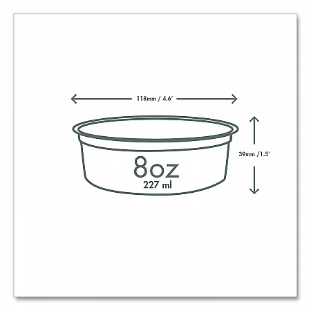 Round Deli Pots, Compostable, 8 oz, 4.6