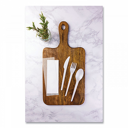 Cutlery Kits, Compostable, General Purpose, Fork/Knife/Napkin/Spoon, Plastic, White, 250/Carton (VWKFSWN)