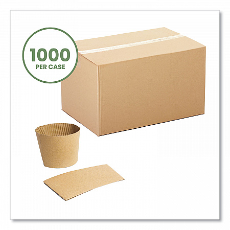 Kraft Hot Cup Sleeves, Fits Vegware 89-Series Hot Cups, Kraft, 1,000/Carton (Q2)