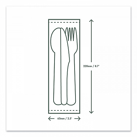 Cutlery Kits, Compostable, General Purpose, Fork/Knife/Napkin/Spoon, Plastic, White, 250/Carton (VWKFSWN)