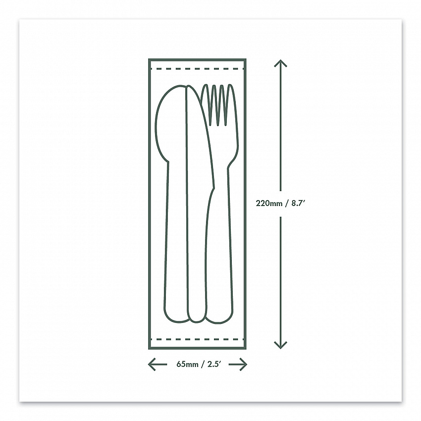 Cutlery Kits, Compostable, General Purpose, Fork/Knife/Napkin/Spoon, Plastic, White, 250/Carton (VWKFSWN)
