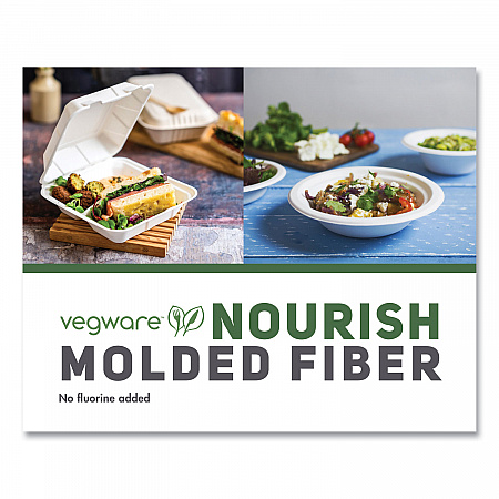 Nourish Molded Fiber Takeout Containers, Compostable, 3 Compartments, 9 x 9 x 3, White, Sugarcane, 200/Carton (VWHC93NFA)