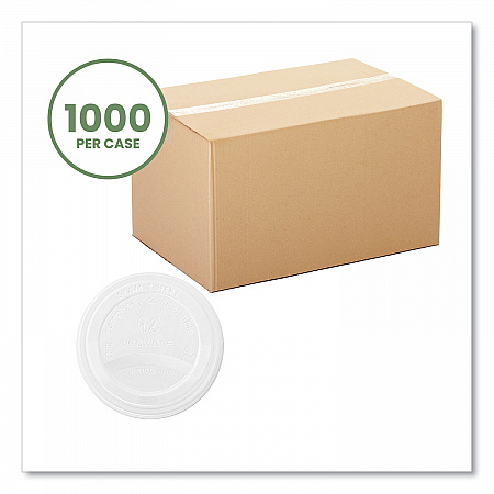 89 Series Hot Cup Lids, Fits Vegware 89-Series Hot Cups, Plastic, White, 1,000/Carton (VLID89S)