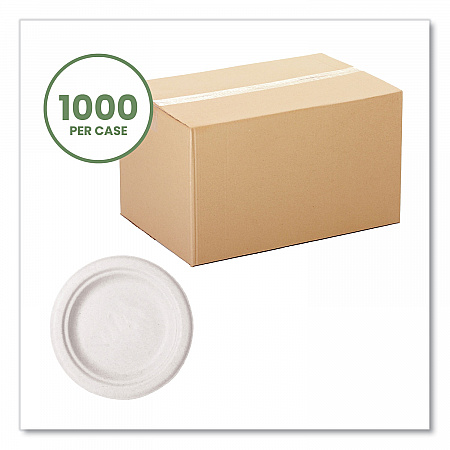 Nourish Molded Fiber Tableware, Compostable, Plate, Sugarcane, 6