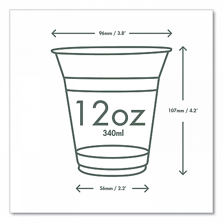 96-Series Cold Cup, 12 oz, Plastic, Clear/Green, 1,000/Carton (R360YG)