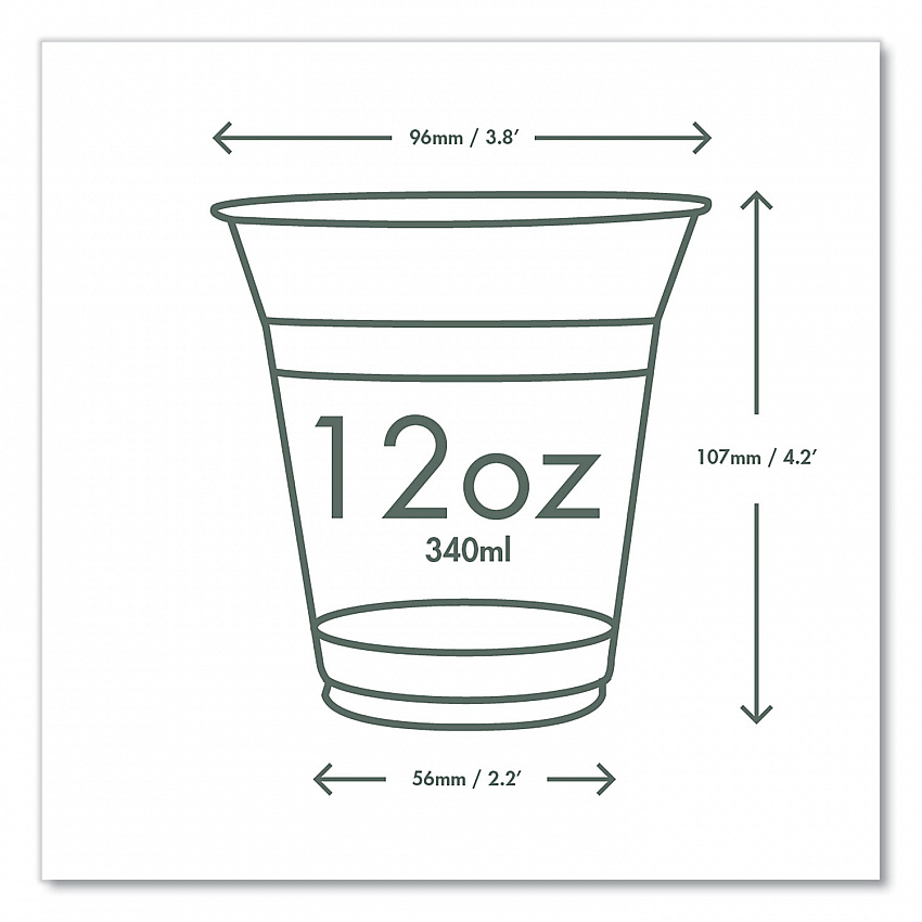 96-Series Cold Cup, 12 oz, Plastic, Clear/Green, 1,000/Carton (R360YG)