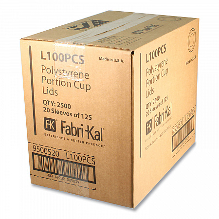 Portion Cup Lids, Fits 1 oz Squat Portion Cups, Plastic, Clear, 125/Sleeve, 20 Sleeves/Carton (L100PCS)