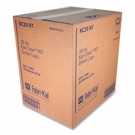Kal-Clear PET Cold Drink Cups, 20 oz, Plastic, Clear, 50/Bag, 20 Bags/Carton (KC20)