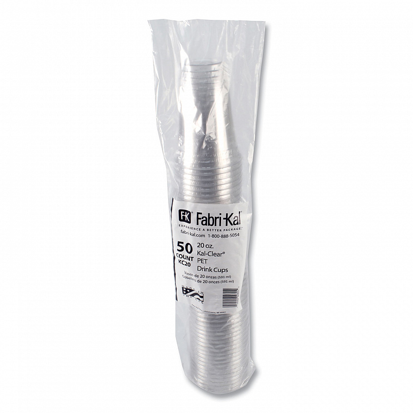 Kal-Clear PET Cold Drink Cups, 20 oz, Plastic, Clear, 50/Bag, 20 Bags/Carton (KC20)
