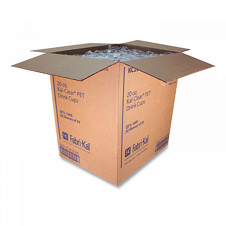 Kal-Clear PET Cold Drink Cups, 20 oz, Plastic, Clear, 50/Bag, 20 Bags/Carton (KC20)