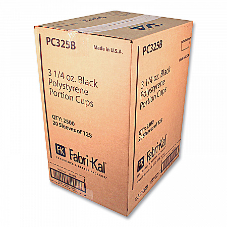 Portion Cups, 3.25 oz, Plastic, Black, 125/Sleeve, 20 Sleeves/Carton (PC325B)