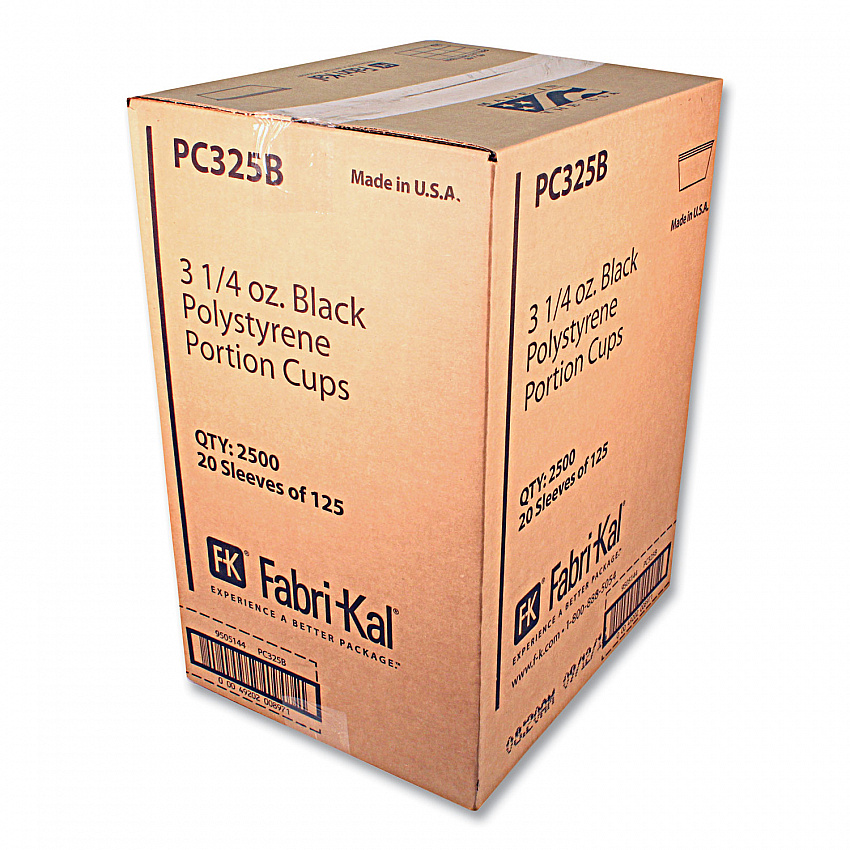 Portion Cups, 3.25 oz, Plastic, Black, 125/Sleeve, 20 Sleeves/Carton (PC325B)