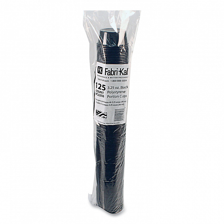 Portion Cups, 3.25 oz, Plastic, Black, 125/Sleeve, 20 Sleeves/Carton (PC325B)