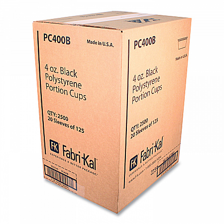 Portion Cups, 4 oz, Plastic, Black, 125/Sleeve, 20 Sleeves/Carton (PC400B)