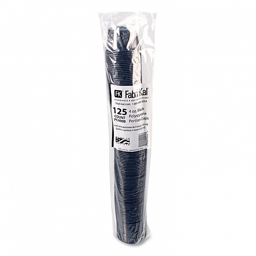 Portion Cups, 4 oz, Plastic, Black, 125/Sleeve, 20 Sleeves/Carton (PC400B)