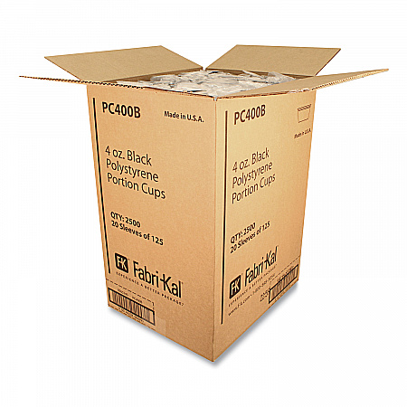 Portion Cups, 4 oz, Plastic, Black, 125/Sleeve, 20 Sleeves/Carton (PC400B)