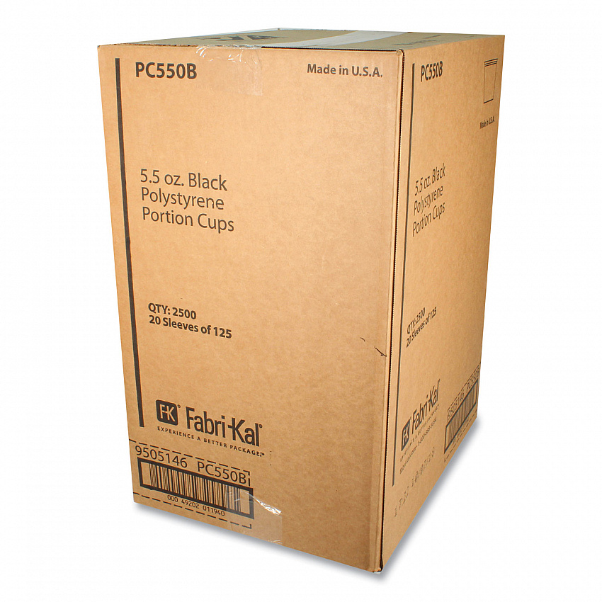Portion Cups, 5.5 oz, Plastic, Black, 125/Sleeve, 20 Sleeves/Carton (PC550B)
