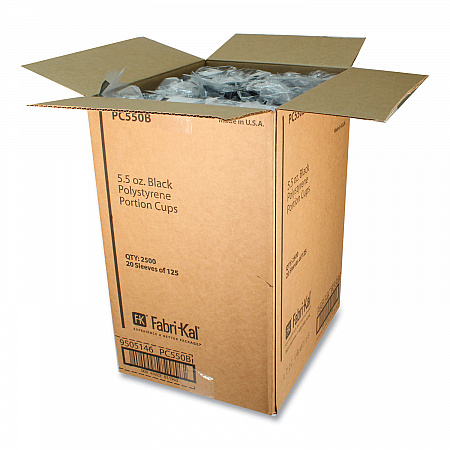 Portion Cups, 5.5 oz, Plastic, Black, 125/Sleeve, 20 Sleeves/Carton (PC550B)