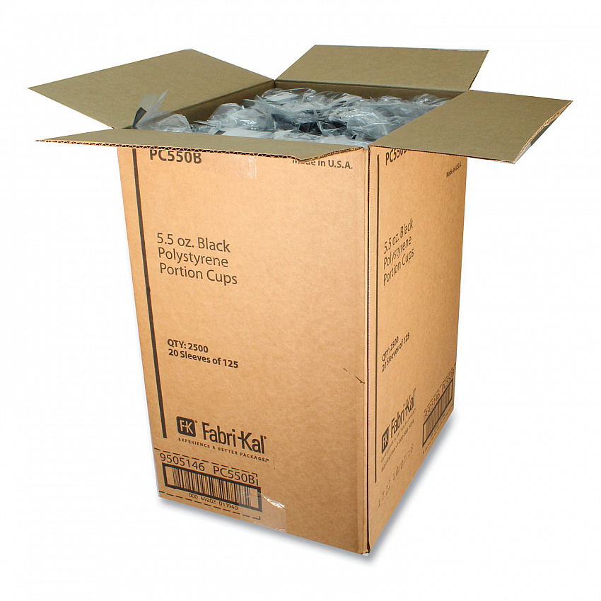 Portion Cups, 5.5 oz, Plastic, Black, 125/Sleeve, 20 Sleeves/Carton (PC550B)