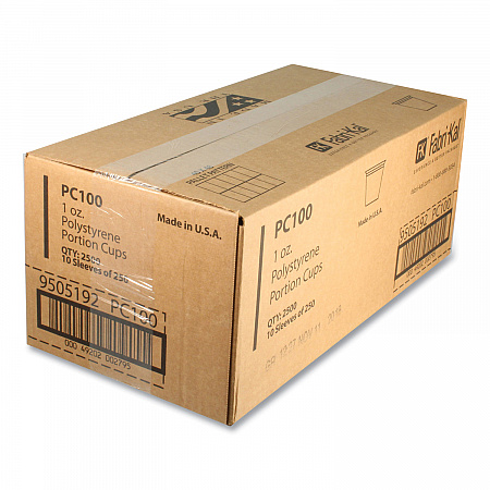 Portion Cups, 1 oz, Plastic, Translucent, 250/Sleeve, 10 Sleeves/Carton (PC100)