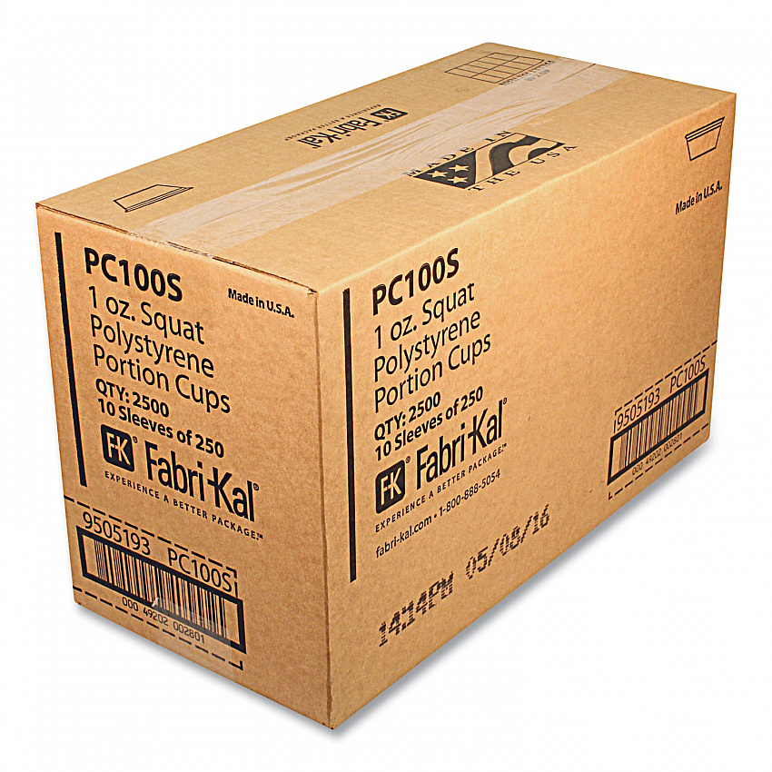 Portion Cups, Squat, 1 oz, Plastic, Translucent, 125/Sleeve, 20 Sleeve/Carton (PC100S)