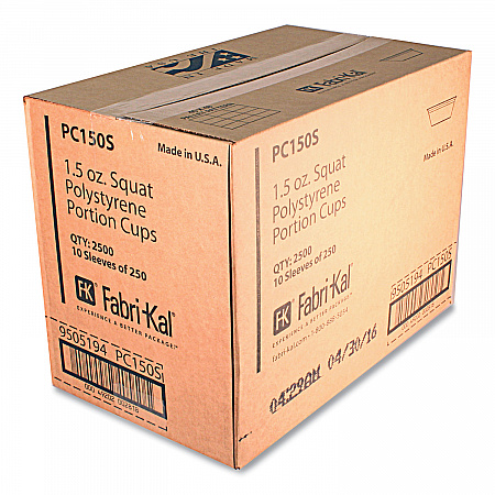 Portion Cups, Squat, 1.5 oz, Plastic, Translucent, 125/Sleeve, 20 Sleeve/Carton (PC150S)