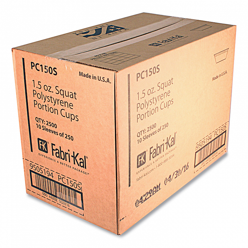Portion Cups, Squat, 1.5 oz, Plastic, Translucent, 125/Sleeve, 20 Sleeve/Carton (PC150S)