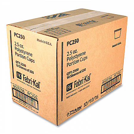 Portion Cups, 2.5 oz, Plastic, Translucent, 125/Sleeve, 20 Sleeve/Carton (PC250)