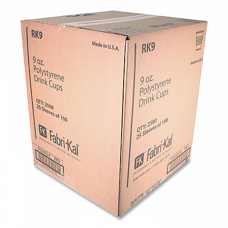 RK Ribbed Cold Drink Cups, 9 oz, Plastic, Clear, 100/Sleeve, 25 Sleeves/Carton (RK9)