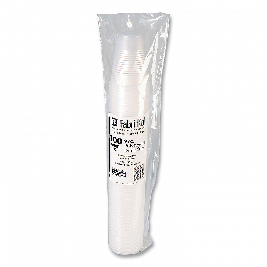 RK Ribbed Cold Drink Cups, 9 oz, Plastic, Clear, 100/Sleeve, 25 Sleeves/Carton (RK9)