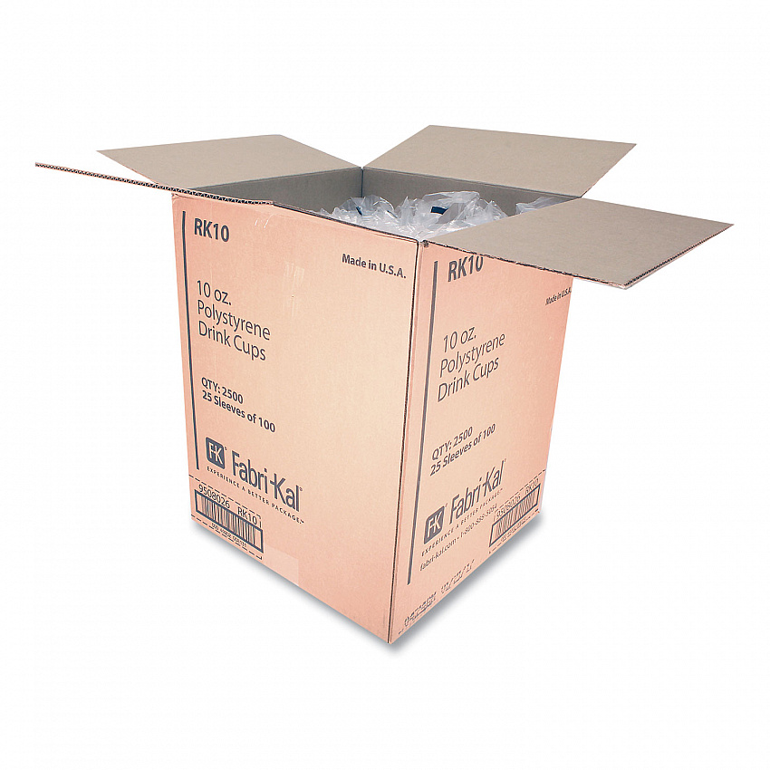 RK Ribbed Cold Drink Cups, 10 oz, Plastic, Clear, 100/Sleeve, 25 Sleeves/Carton (RK10)