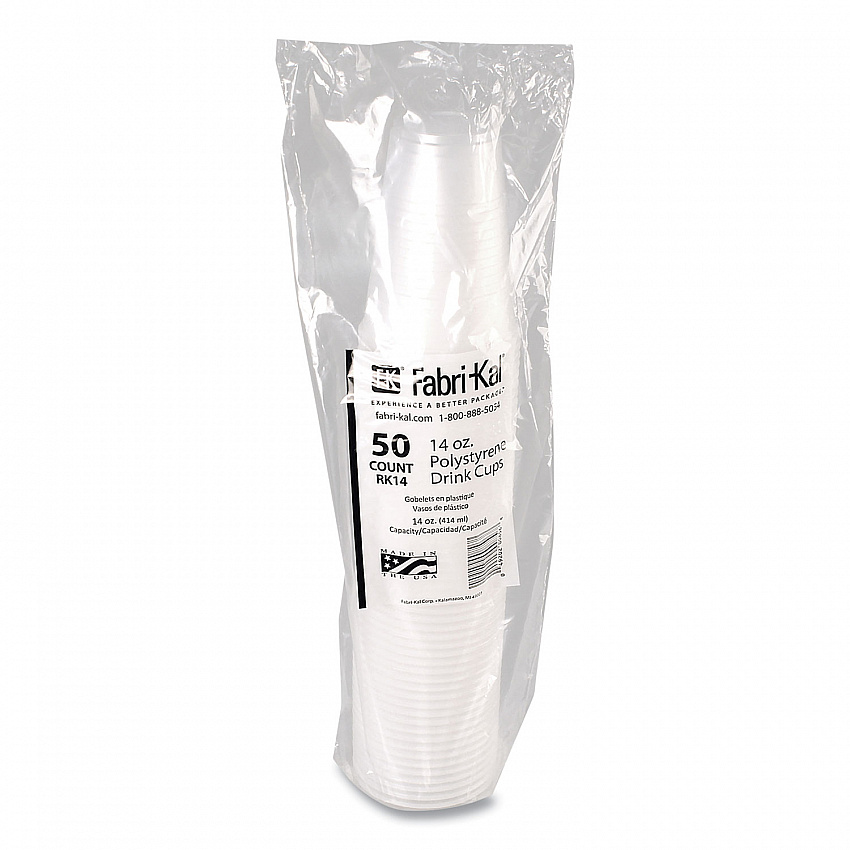 RK Ribbed Cold Drink Cups, 14 oz, Plastic, Clear, 50/Sleeve, 20 Sleeves/Carton (RK14)