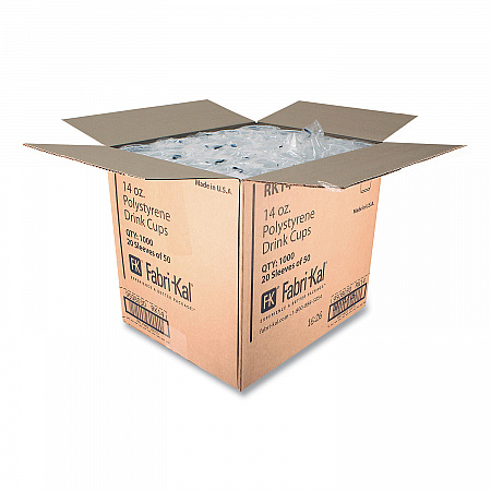 RK Ribbed Cold Drink Cups, 14 oz, Plastic, Clear, 50/Sleeve, 20 Sleeves/Carton (RK14)