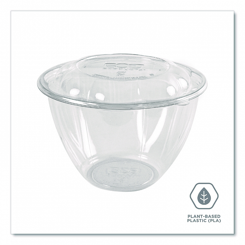 Renewable and Compostable Salad Bowls with Lids, 48 oz, Clear, Plastic, 150/Carton (EPSB48)
