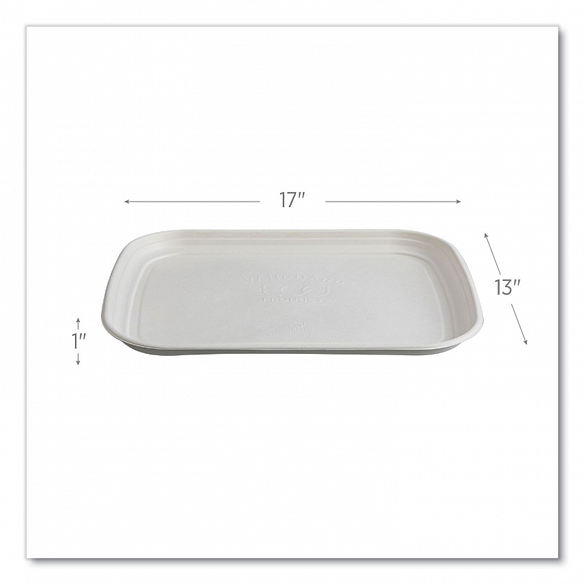 Regalia Renewable Sugarcane Tray, 13 x 17 x 1.3, White, 100/Carton (EPSCTR1317)