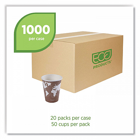 World Art Renewable and Compostable Hot Cups, 8 oz, Paper, Plum, 50/Pack, 20 Packs/Carton (EPBHC8WA)