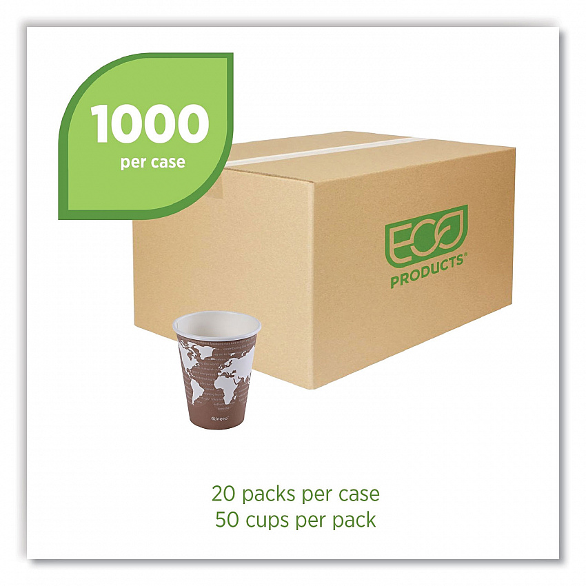 World Art Renewable and Compostable Hot Cups, 8 oz, Paper, Plum, 50/Pack, 20 Packs/Carton (EPBHC8WA)