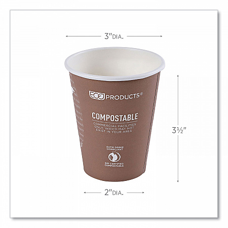 World Art Renewable and Compostable Hot Cups, 8 oz, Paper, Plum, 50/Pack, 20 Packs/Carton (EPBHC8WA)