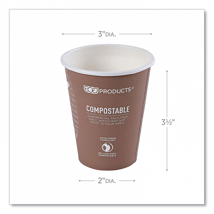 World Art Renewable and Compostable Hot Cups, 8 oz, Paper, Plum, 50/Pack, 20 Packs/Carton (EPBHC8WA)