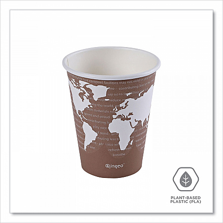 World Art Renewable and Compostable Hot Cups, 8 oz, Paper, Plum, 50/Pack, 20 Packs/Carton (EPBHC8WA)