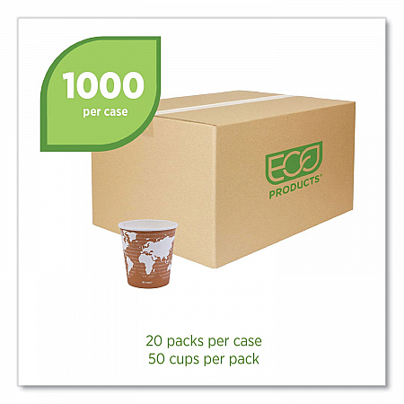 World Art Renewable and Compostable Hot Cups, 10 oz, Paper, Rust, 50/Pack, 20 Packs/Carton (EPBHC10WA)