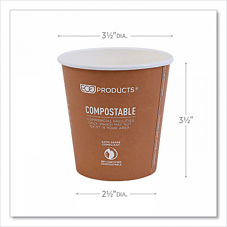 World Art Renewable and Compostable Hot Cups, 10 oz, Paper, Rust, 50/Pack, 20 Packs/Carton (EPBHC10WA)