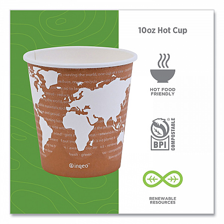 World Art Renewable and Compostable Hot Cups, 10 oz, Paper, Rust, 50/Pack, 20 Packs/Carton (EPBHC10WA)