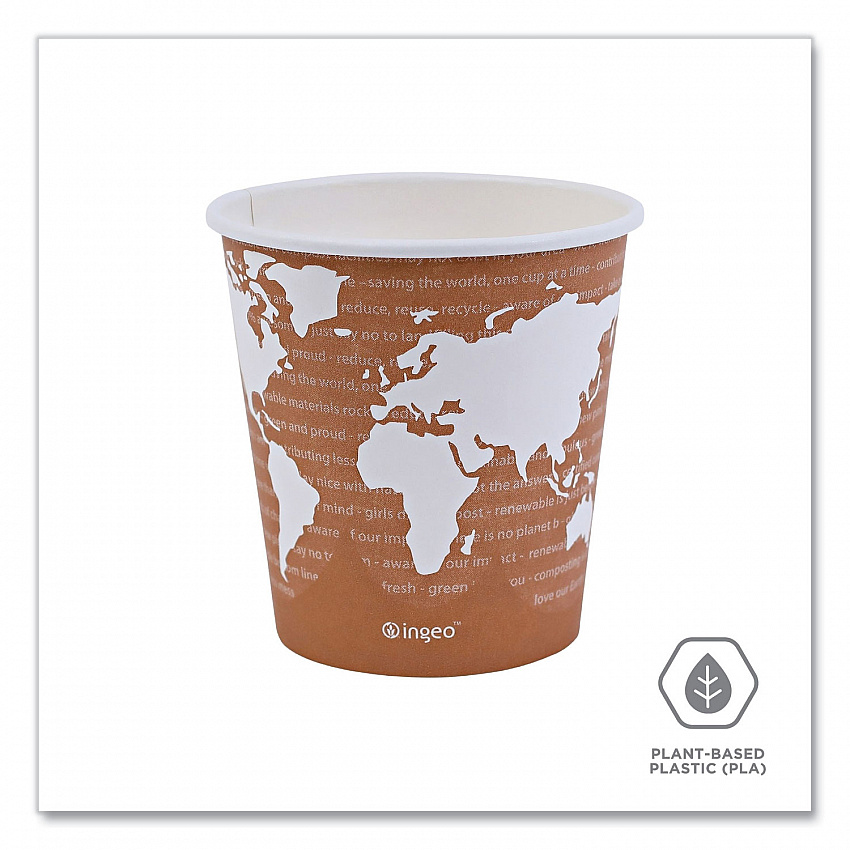 World Art Renewable and Compostable Hot Cups, 10 oz, Paper, Rust, 50/Pack, 20 Packs/Carton (EPBHC10WA)