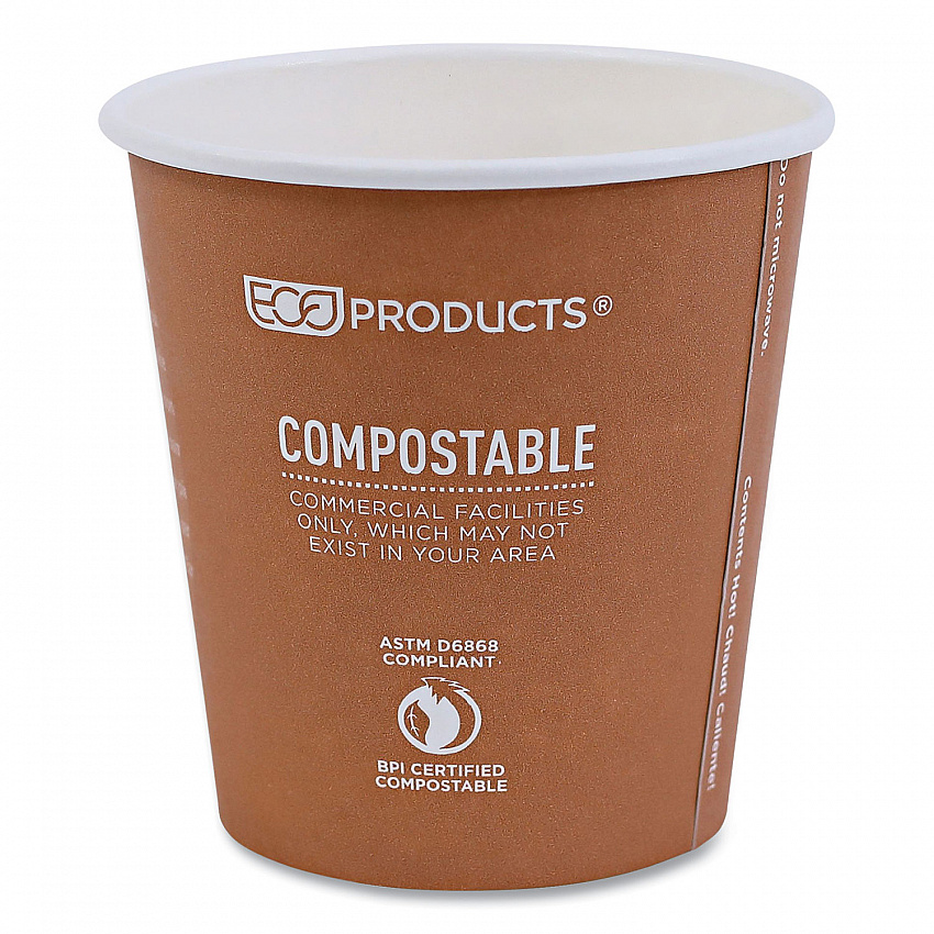 World Art Renewable and Compostable Hot Cups, 10 oz, Paper, Rust, 50/Pack, 20 Packs/Carton (EPBHC10WA)